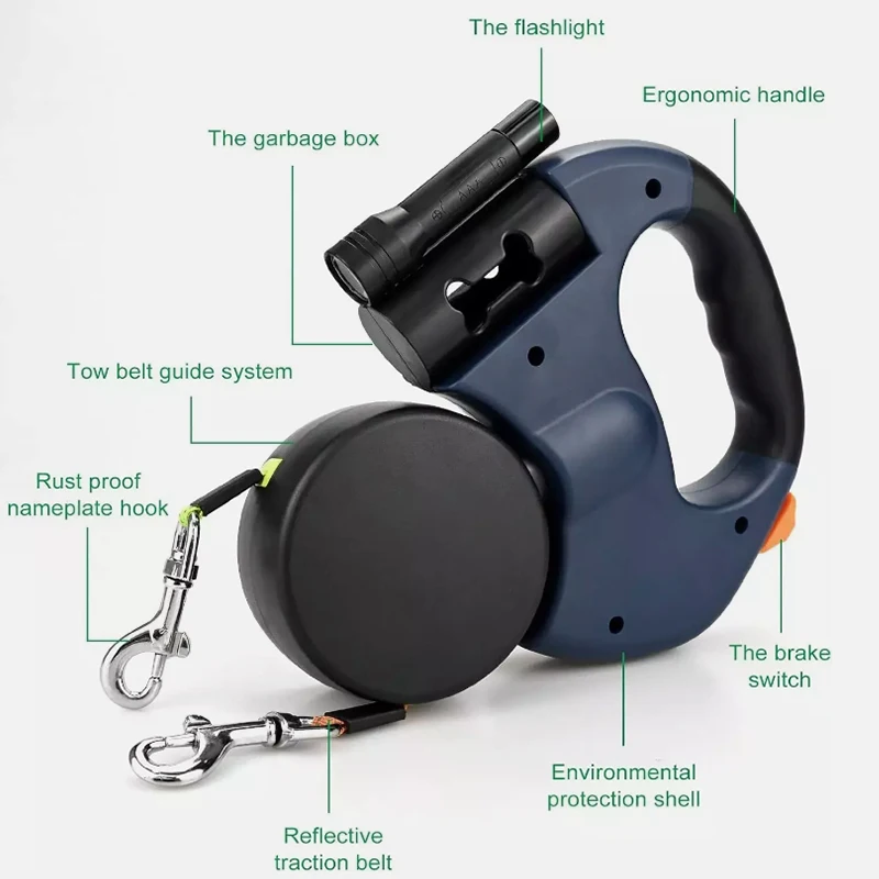 Retractable Pet Leash with Double-Ended Pet Traction Rope with Night Light - Image 5